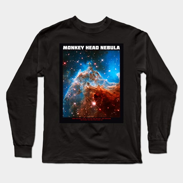 Monkey Head Nebula Long Sleeve T-Shirt by headrubble